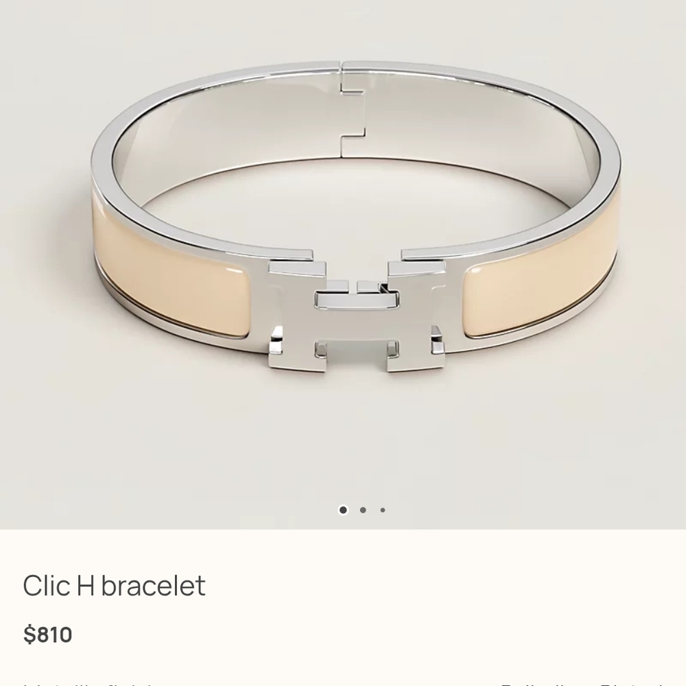 Hermes Clic H Bracelet in Cream and Silver